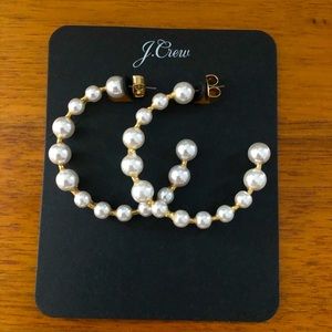 New J.Crew Pearl Hoop Earrings